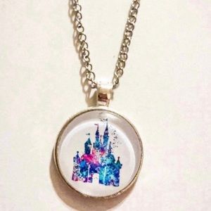Cinderella Castle Silver Pendant Necklace